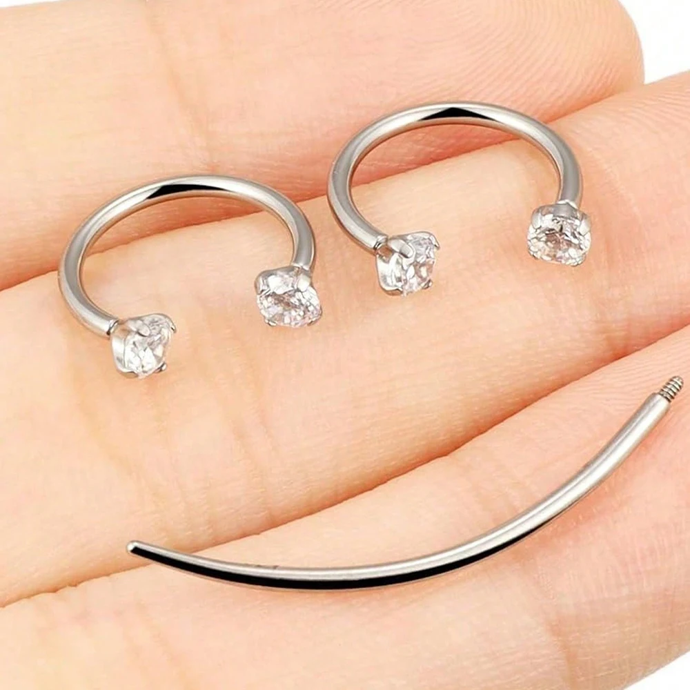 2pcs Horseshoe Nose Rings w/Ball Grabber 2pcs Horseshoe Nose Rings w/Ball Grabber