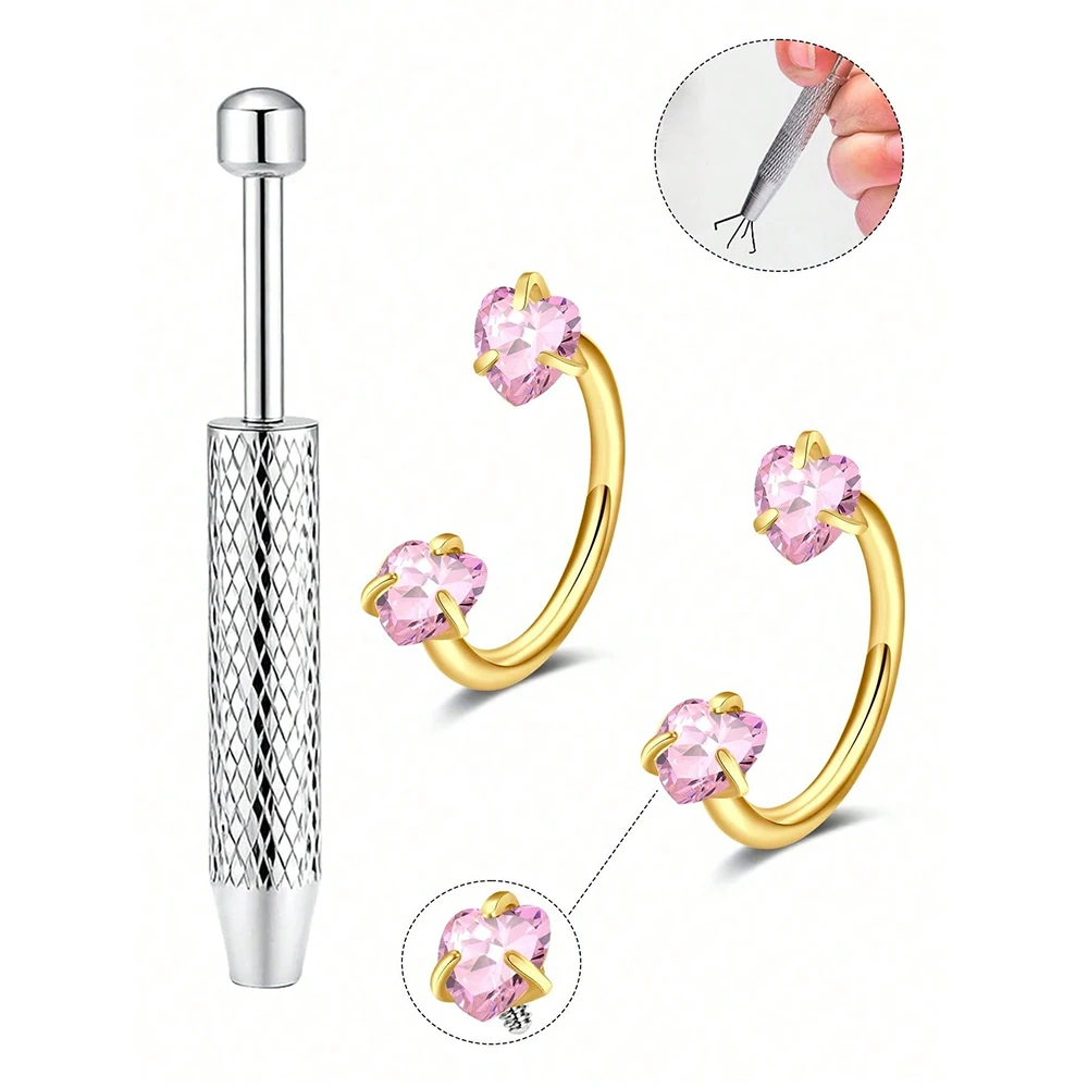 2pcs Horseshoe Nose Rings w/Ball Grabber 2pcs Horseshoe Nose Rings w/Ball Grabber