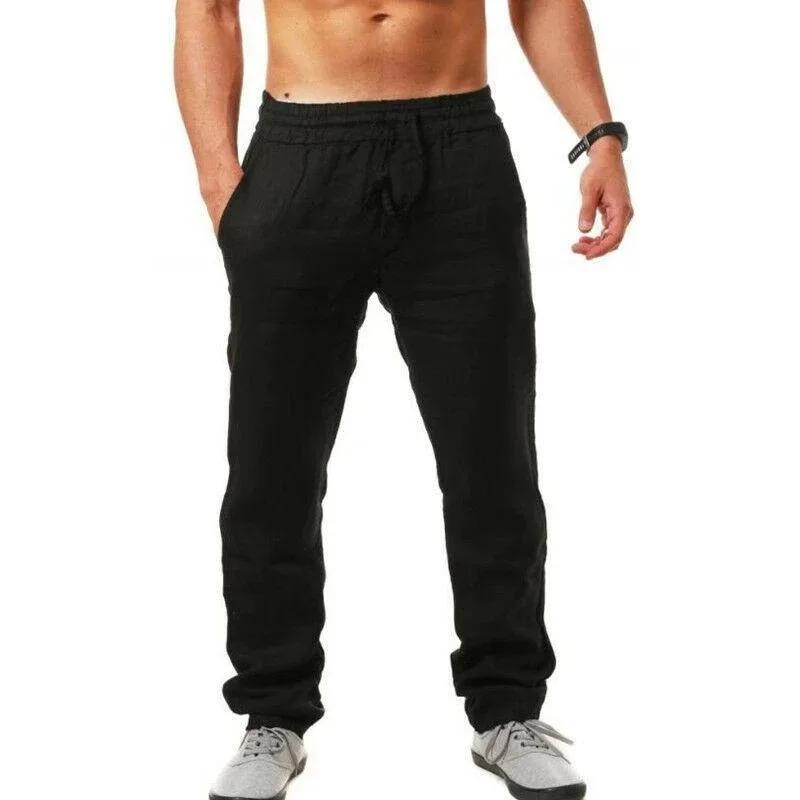 9 Colors Men's Solid Color Cotton Linen Pants