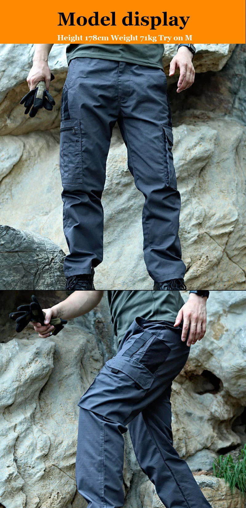 Tactical Work Pants Men Outdoor Cargo Trousers Multi-pocket