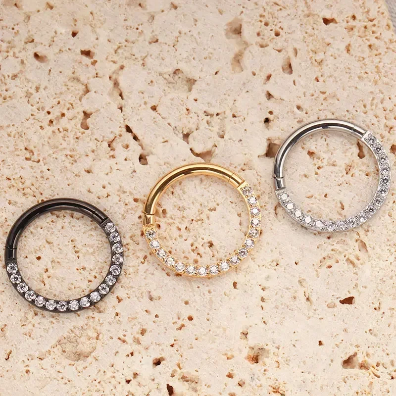 1pcs G23 Titanium Nose Ring 16G 18G 20G Hinged Septum Clicker Segment Ear Tragus Cartilage Helix Daith Lip Body Piercing Jewelry - Image 3