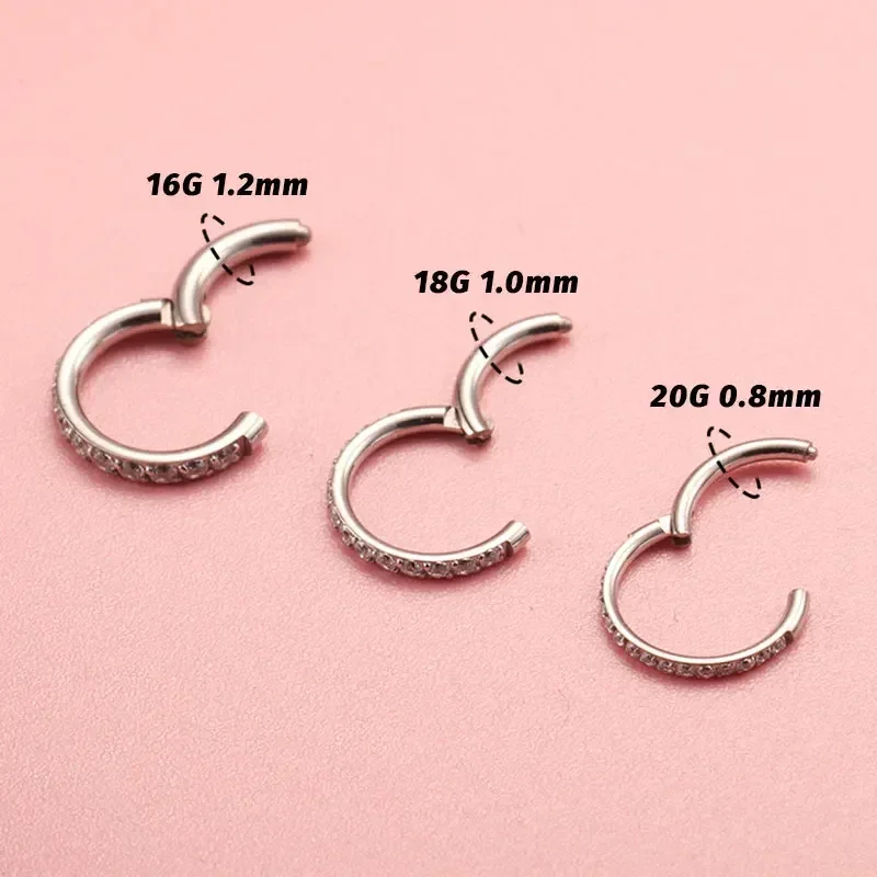 1pcs G23 Titanium Nose Ring 16G 18G 20G Hinged Septum Clicker Segment Ear Tragus Cartilage Helix Daith Lip Body Piercing Jewelry - Image 2