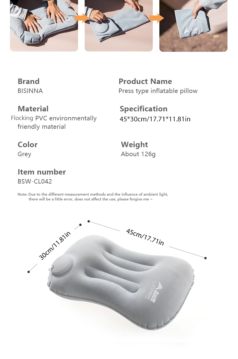 BISINNA Camping Inflatable Pillow Portable Ultralight Travel Hiking Air Sleeping Pillow for Neck and Lumbar Support BISINNA Camping Inflatable Pillow Portable Ultralight Travel Hiking Air Sleeping Pillow for Neck and Lumbar Support
