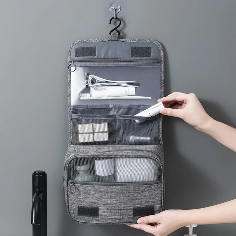Hanging Toiletry Bag for Travel – Water-Resistant Oxford Wash Pouch, Folds Flat, Unisex Cosmetic Organizer - Image 2