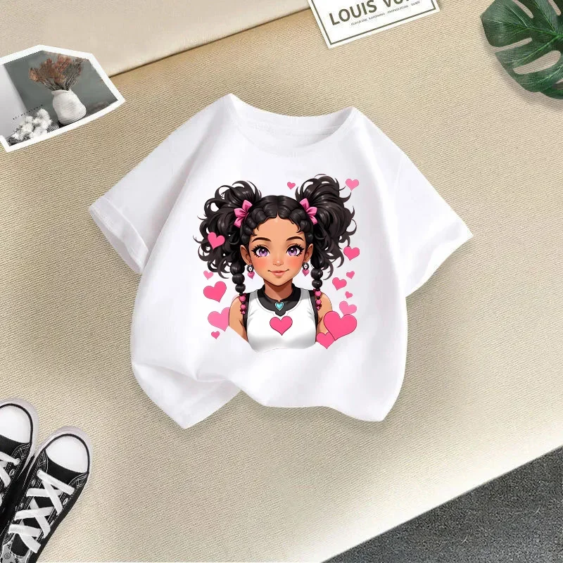 Cute Girl Cartoon Printed T-shirt Short Sleeve