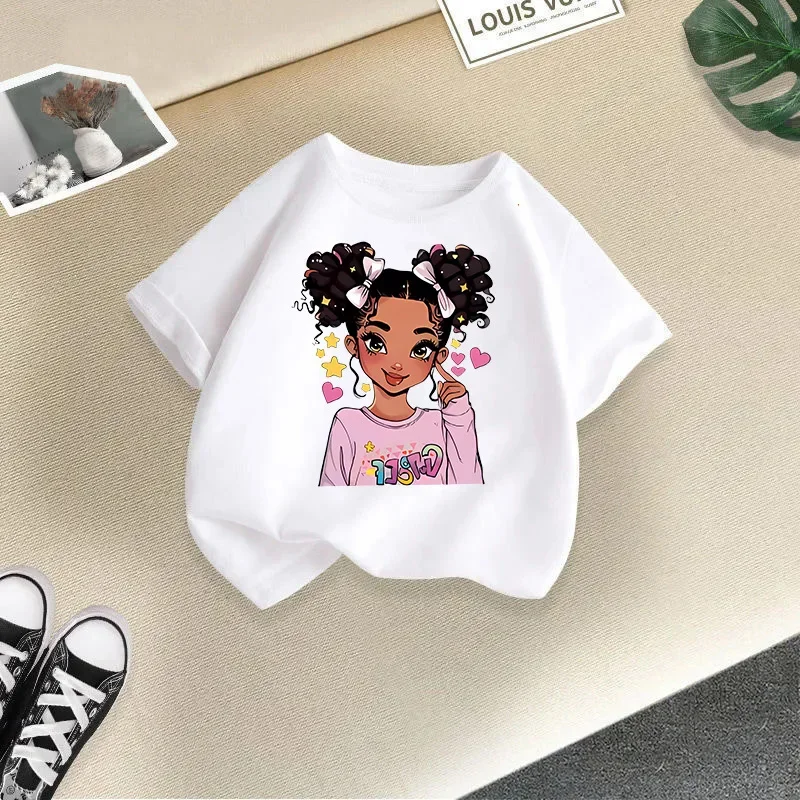 Cute Girl Cartoon Printed T-shirt Short Sleeve