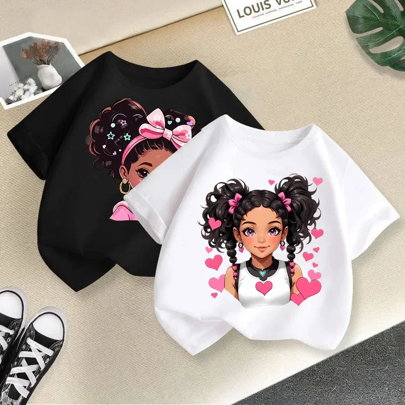 Cute Girl Cartoon Printed T-shirt Short Sleeve