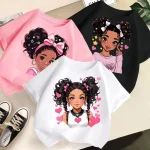 Cute Girl Cartoon Printed T-shirt Short Sleeve