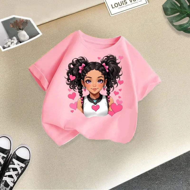 Cute Girl Cartoon Printed T-shirt Short Sleeve