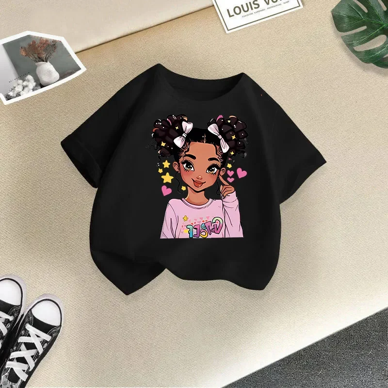 Cute Girl Cartoon Printed T-shirt Short Sleeve