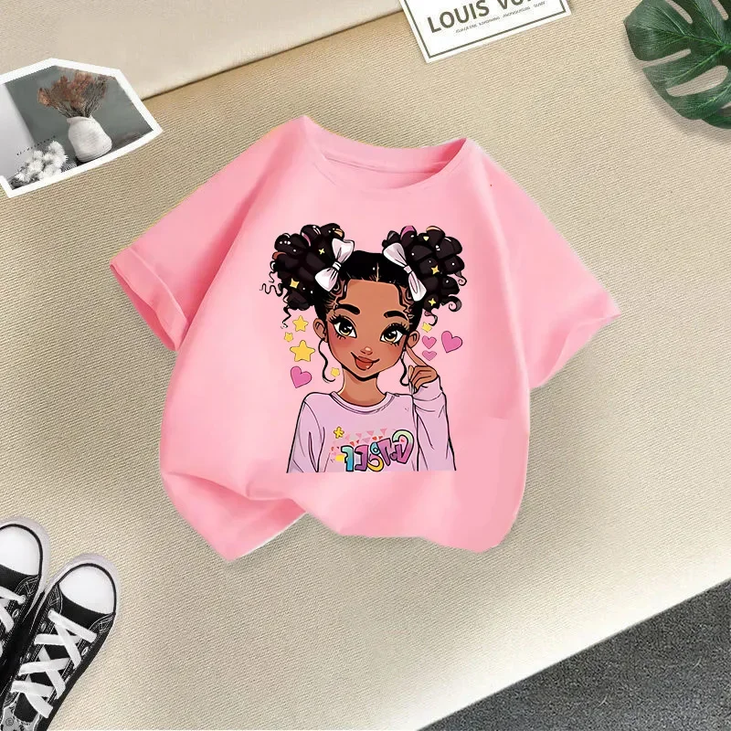 Cute Girl Cartoon Printed T-shirt Short Sleeve