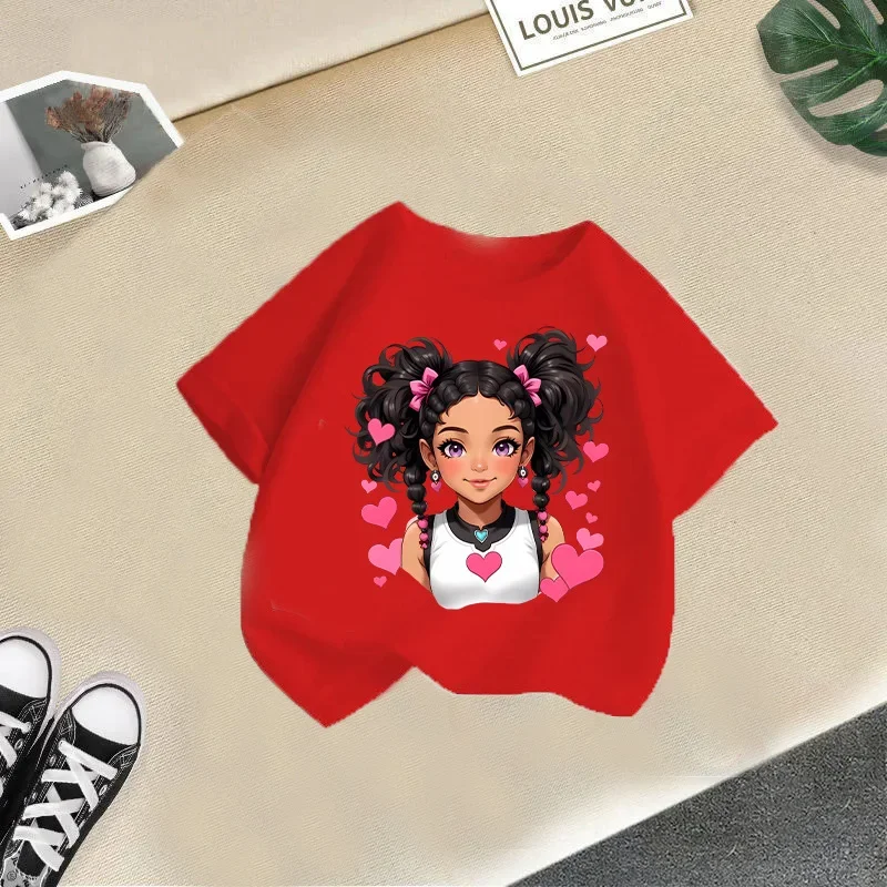 Cute Girl Cartoon Printed T-shirt Short Sleeve