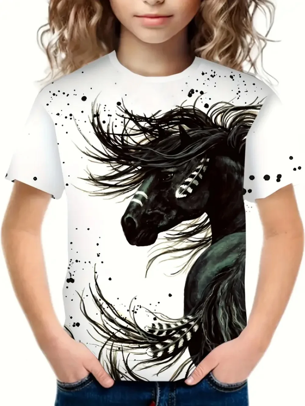 Girl's Cute Animal Horse Print T-Shirts