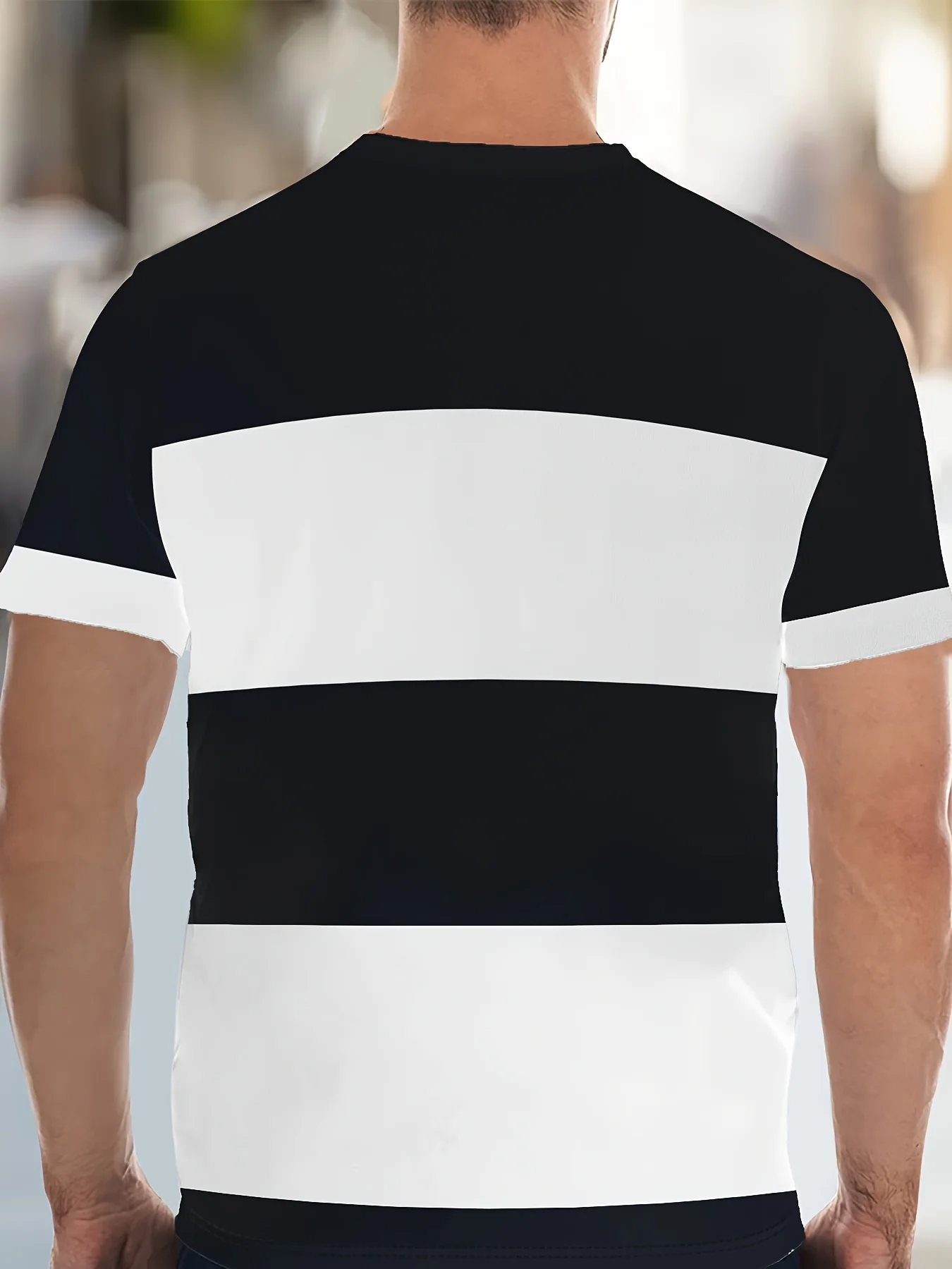 Men's summer striped print T-shirt & shorts set