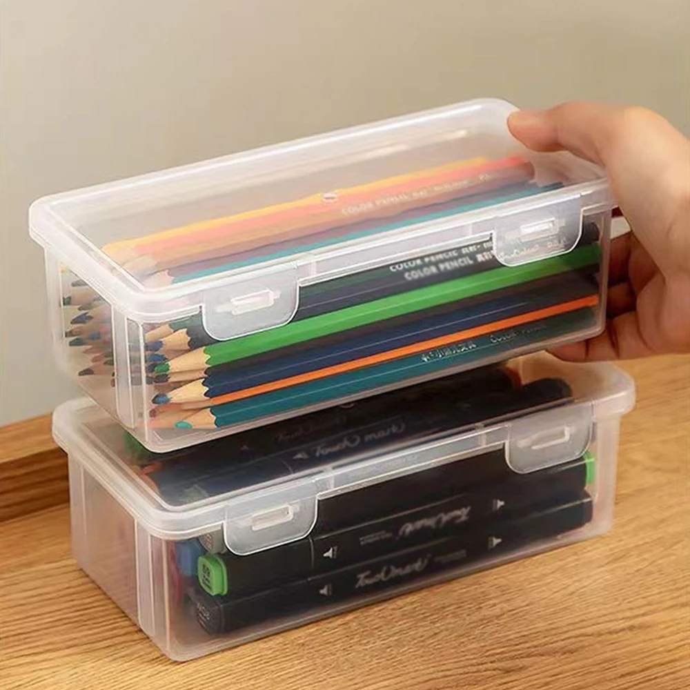 Transparent plastic desktop organizer box for miscellaneous
