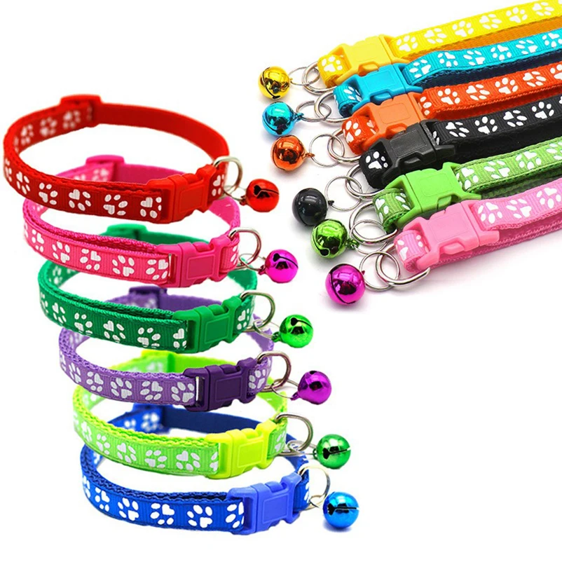 Fashion Pet Cats Collar Colorful Pattern Cute Bell Adjustable Collars for Cats Kitten DIY Ring Necklace Pet Accessories