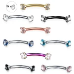 1PC Steel Crystal Gem Eyebrow Ring Tragus Helix Rook Earring Piercings Curved Banana Piercing Lip Helix Rings Jewelry 16G