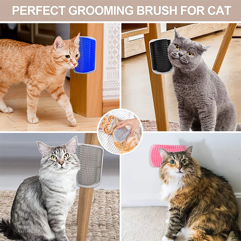 Cat Scratcher Massage Comb - Corner Scratching Brush with Catnip, Pet Deshedding Comb for Hair Removal, Grooming Cat Scratcher Massage Comb - Corner Scratching Brush with Catnip, Pet Deshedding Comb for Hair Removal, Grooming