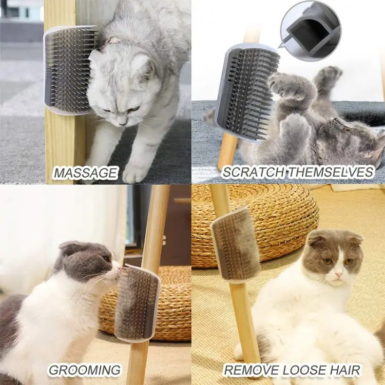 Cat Scratcher Massage Comb - Corner Scratching Brush with Catnip, Pet Deshedding Comb for Hair Removal, Grooming Cat Scratcher Massage Comb - Corner Scratching Brush with Catnip, Pet Deshedding Comb for Hair Removal, Grooming