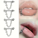 5pc Surgical Steel Chain Ball Lip Ring Set