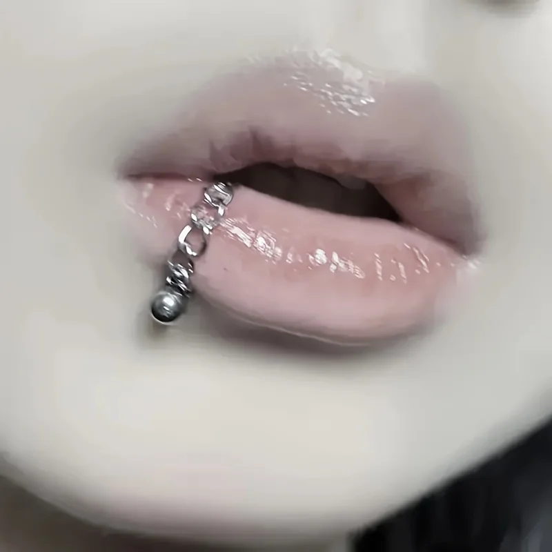 5pc Surgical Steel Chain Ball Lip Ring Set