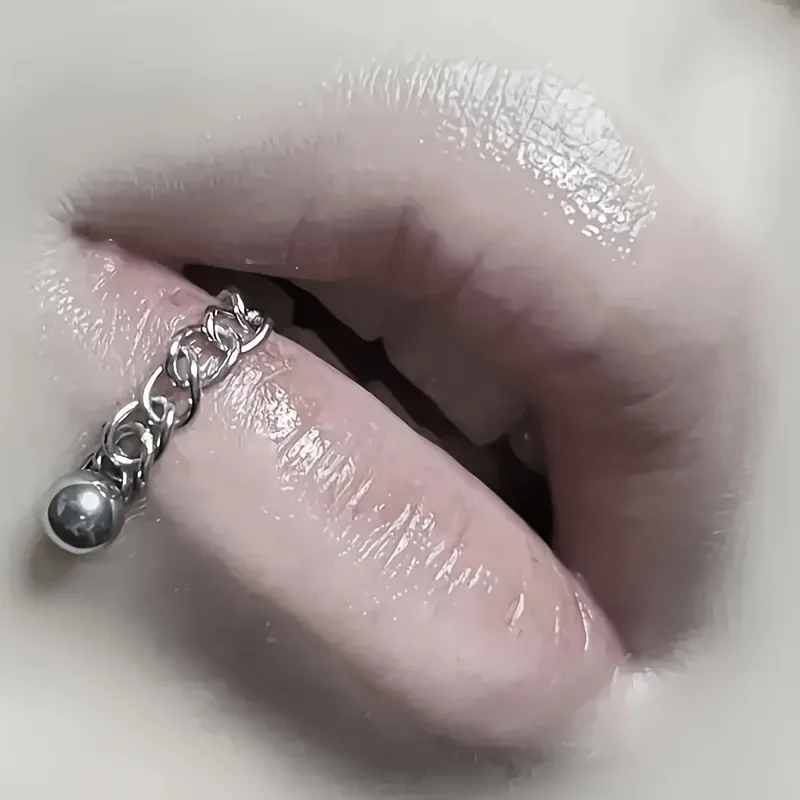 5pc Surgical Steel Chain Ball Lip Ring Set