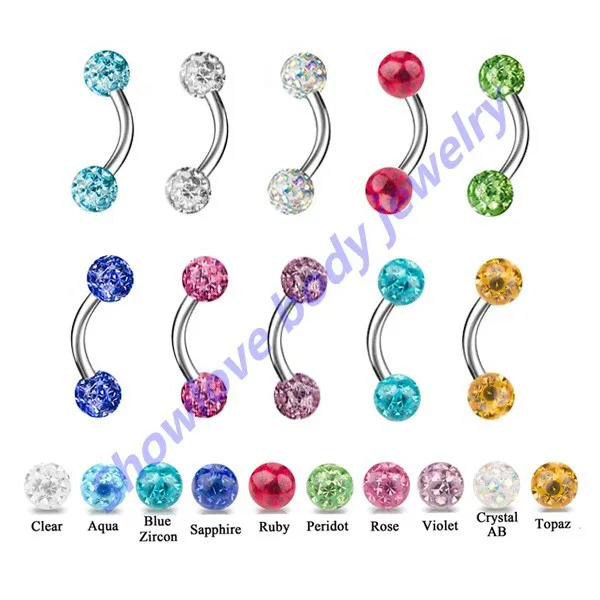 1pcs mix colors Stainless steel eyebrow rings