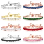 Iced Out Crystal Tennis Bracelets Rectangle Zirconia Adjustable