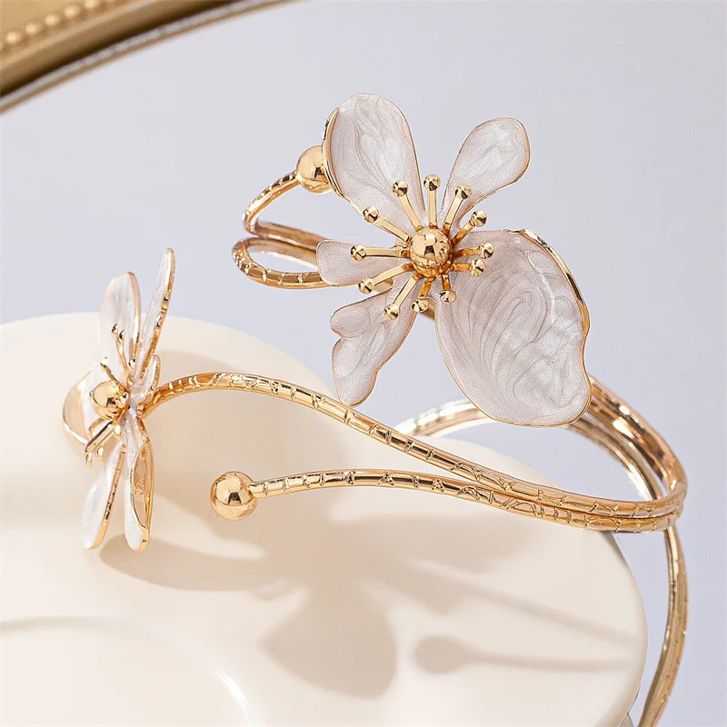 Colorful Enamel Flower Open Arm Ring for Women Elegant Sexy