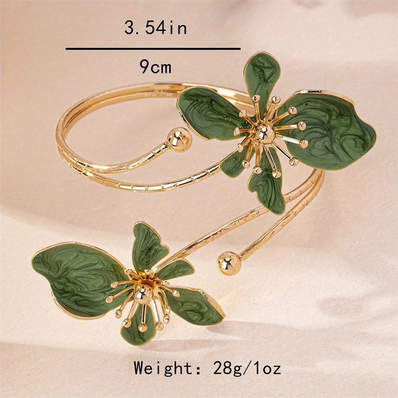 Colorful Enamel Flower Open Arm Ring for Women Elegant Sexy