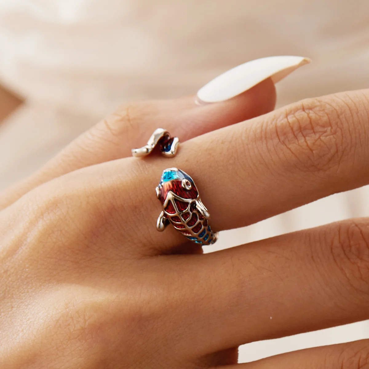 Good Luck Lotus Flower Koi Fish Finger Rings Good Luck Lotus Flower Koi Fish Finger Rings