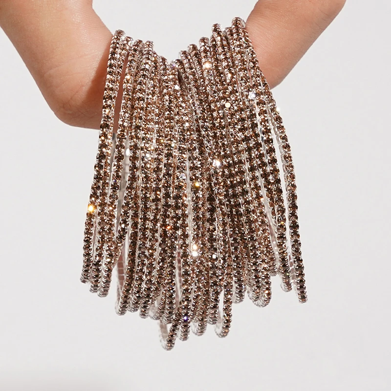 5pcs Fashion Crystal Rhinestone Elastic Bracelets 5pcs Fashion Crystal Rhinestone Elastic Bracelets