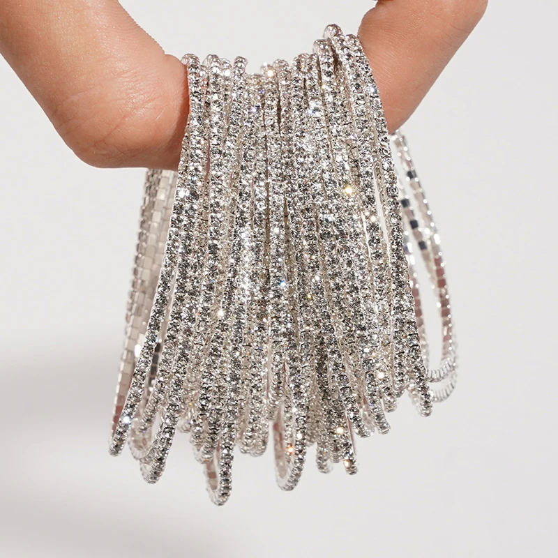 5pcs Fashion Crystal Rhinestone Elastic Bracelets 5pcs Fashion Crystal Rhinestone Elastic Bracelets