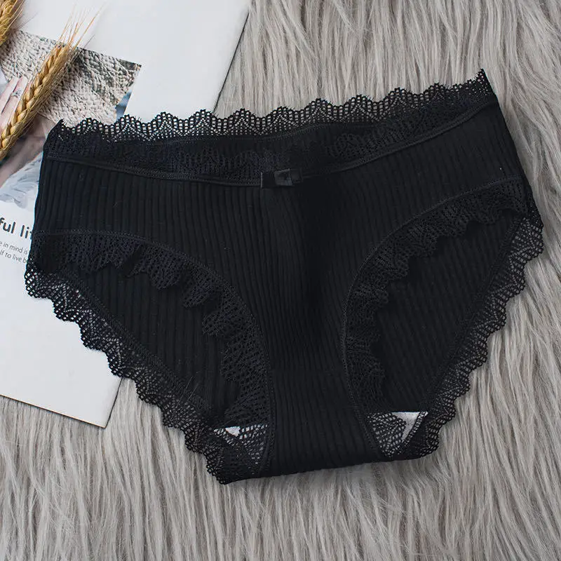 4 Pcs Lace Wavy Trim Bikini Panties