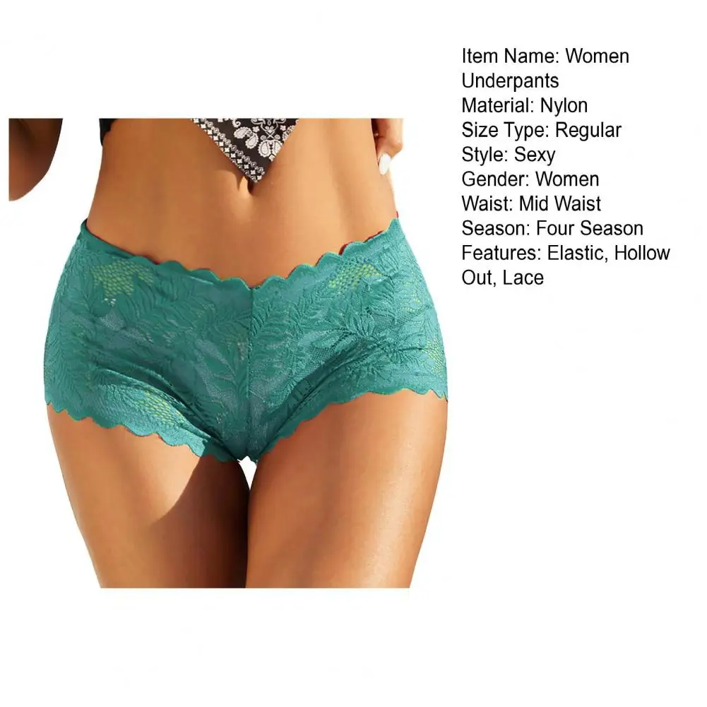 Women Panties Hollow Out Lace Mid Waist