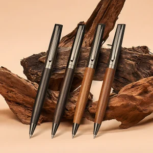 1 Set Premium Metal Ballpoint Pen with Wood Barrel for Smooth Writing Experience and High-End Design-Black Ink-Office-With Case