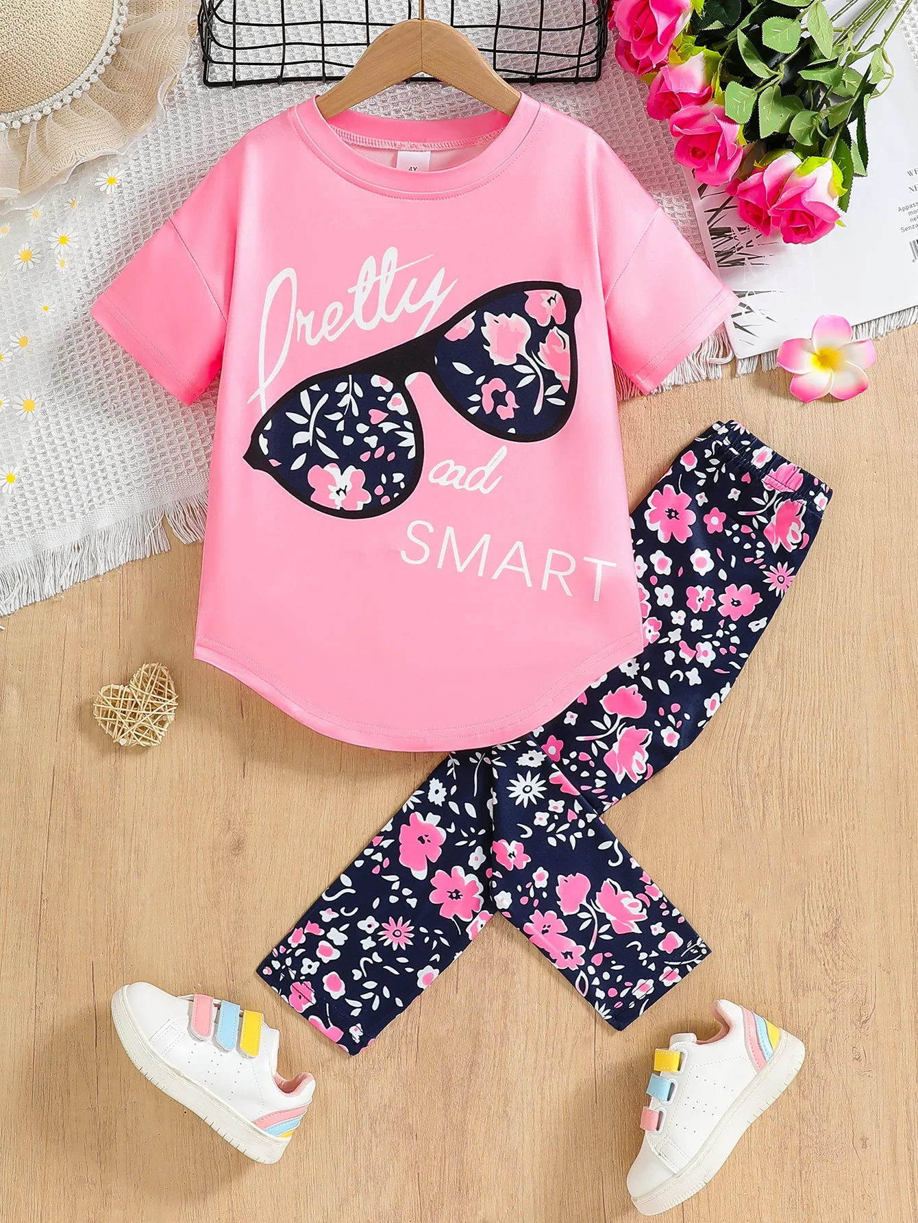 4-7 Years Girls Clothing Set Short Sleeve
