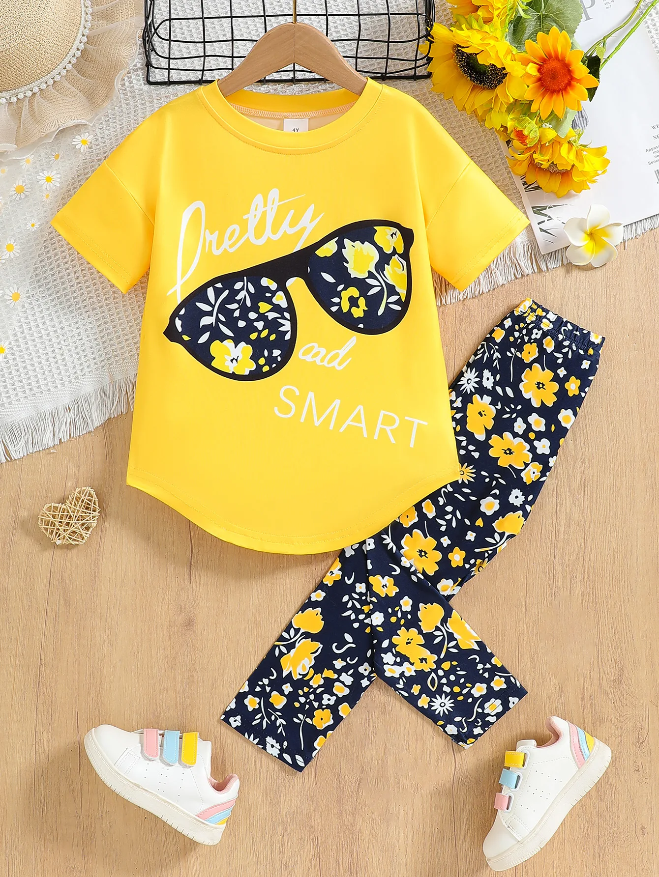 4-7 Years Girls Clothing Set Short Sleeve