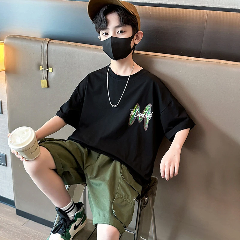 Teen Boys Clothing Set Summer Letter Short Sleeve Teen Boys Clothing Set Summer Letter Short Sleeve