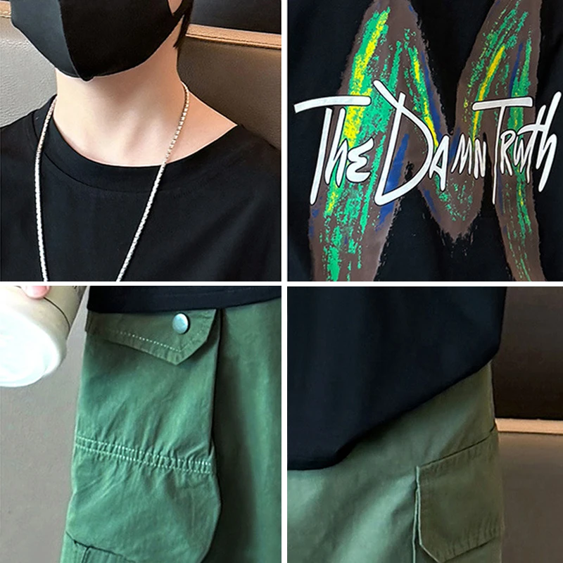Teen Boys Clothing Set Summer Letter Short Sleeve - Image 6