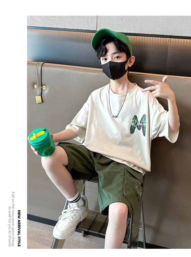Teen Boys Clothing Set Summer Letter Short Sleeve Teen Boys Clothing Set Summer Letter Short Sleeve