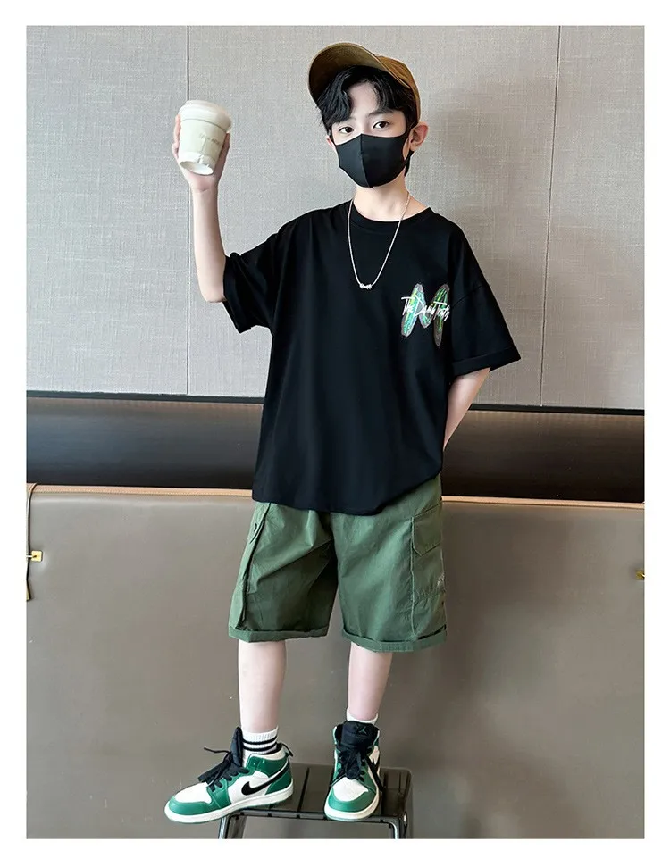 Teen Boys Clothing Set Summer Letter Short Sleeve Teen Boys Clothing Set Summer Letter Short Sleeve