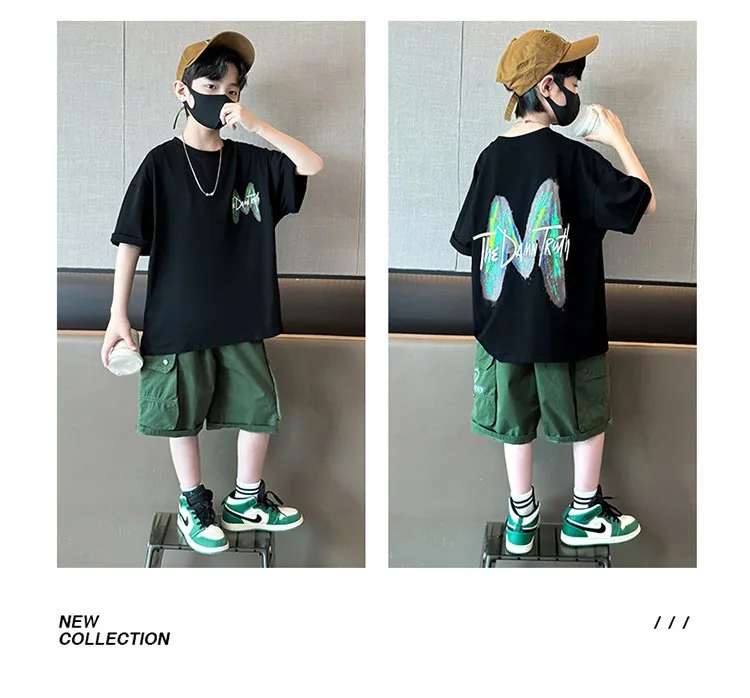 Teen Boys Clothing Set Summer Letter Short Sleeve Teen Boys Clothing Set Summer Letter Short Sleeve