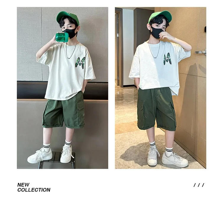 Teen Boys Clothing Set Summer Letter Short Sleeve Teen Boys Clothing Set Summer Letter Short Sleeve