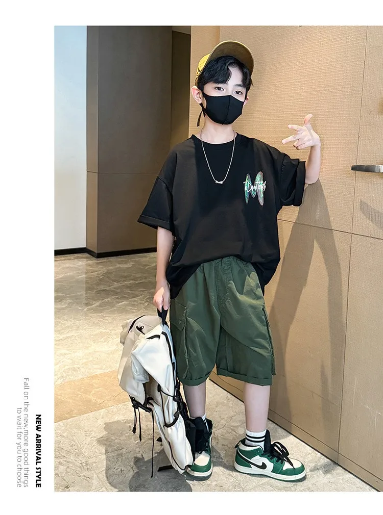 Teen Boys Clothing Set Summer Letter Short Sleeve Teen Boys Clothing Set Summer Letter Short Sleeve
