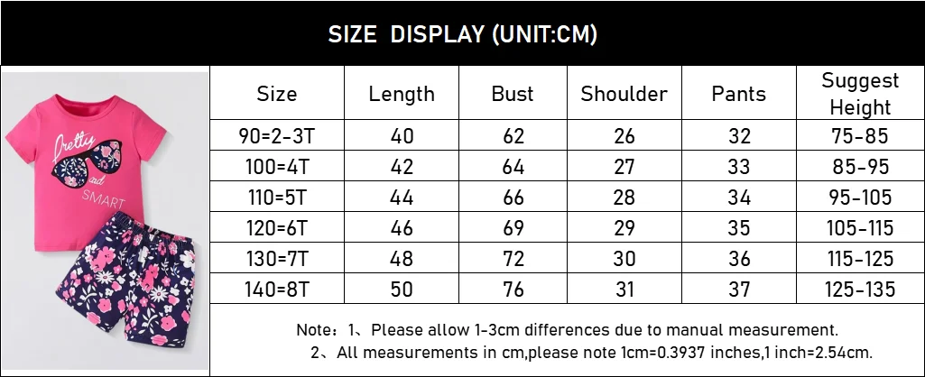 Girls Clothing Set Short Sleeve Floral Print Girls Clothing Set Short Sleeve Floral Print