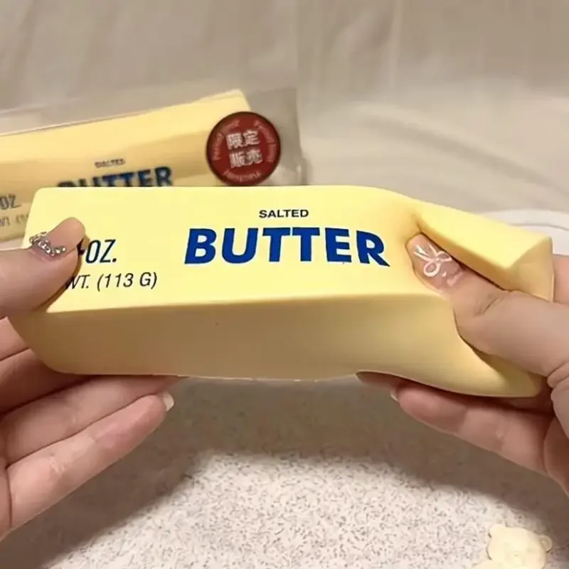 1/2PC anti pressure butter stick decompression plush toy slowly rising soft clay squeezing elastic cheese stick prank toy