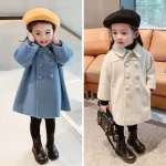 Double Breasted Girls Woolen Coat 2-6Yrs