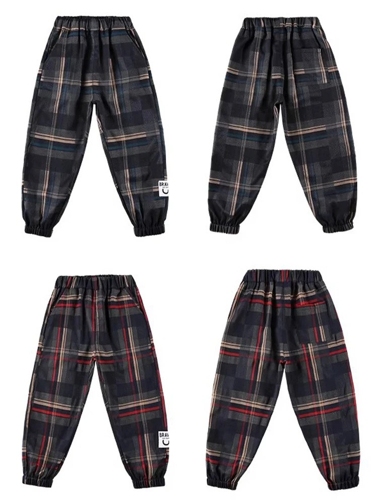 Boys Cotton Plaid Sweatpants