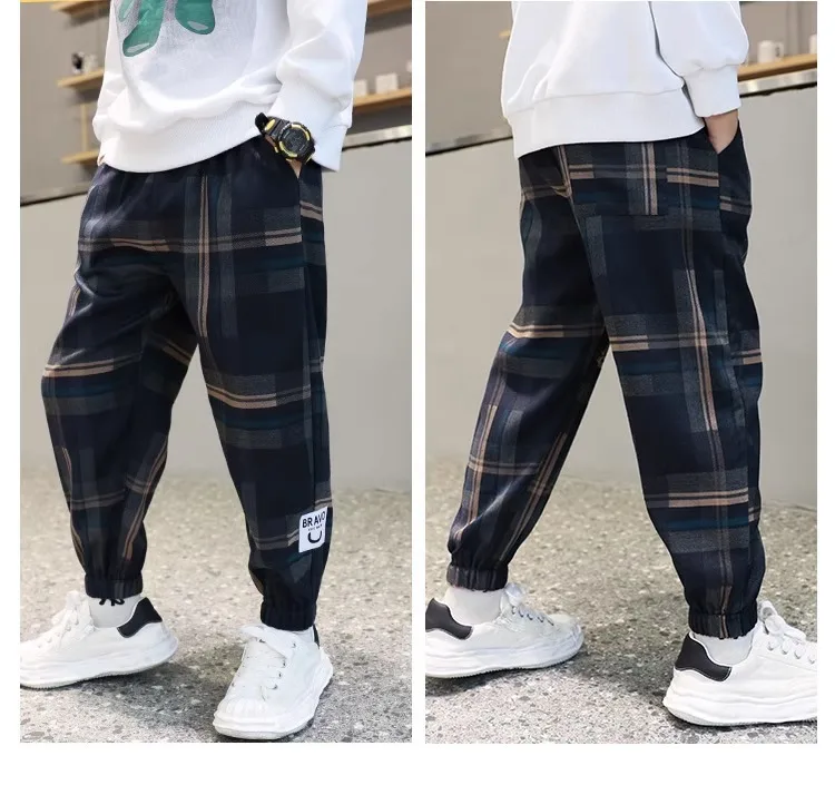 Boys Cotton Plaid Sweatpants